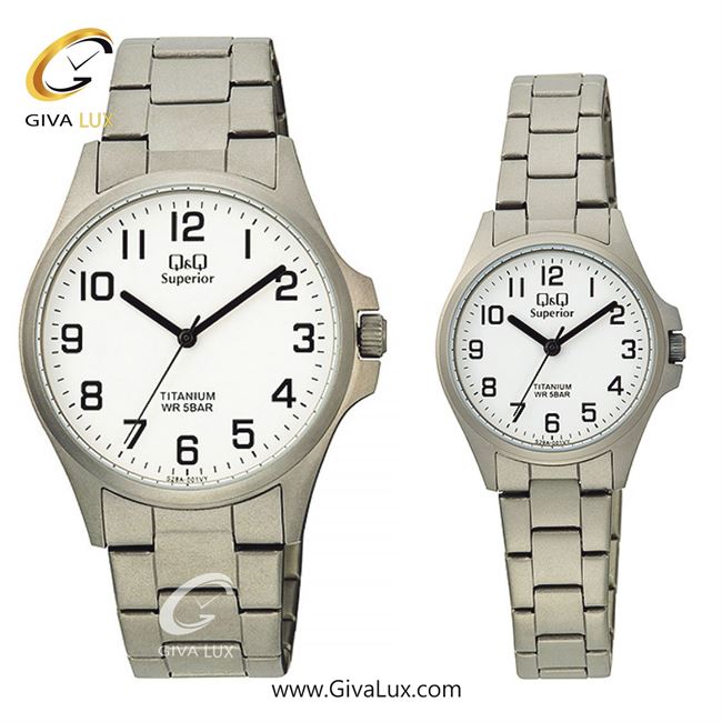 ساعت مچی اورجینال ست کیو اند کیو Q&Q نقره ای | نقره ای| سفید| کد رفرنس زنانه: S29A-001VY، مردانه: S28A-001VY